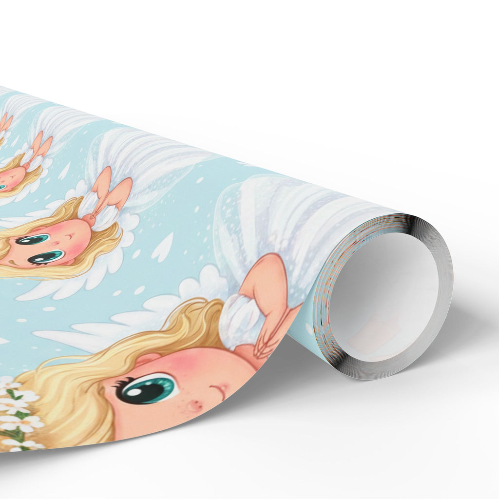 Angel Baby Wrapping Paper — Cute Blue Christening and Baby Shower Gift Wrap