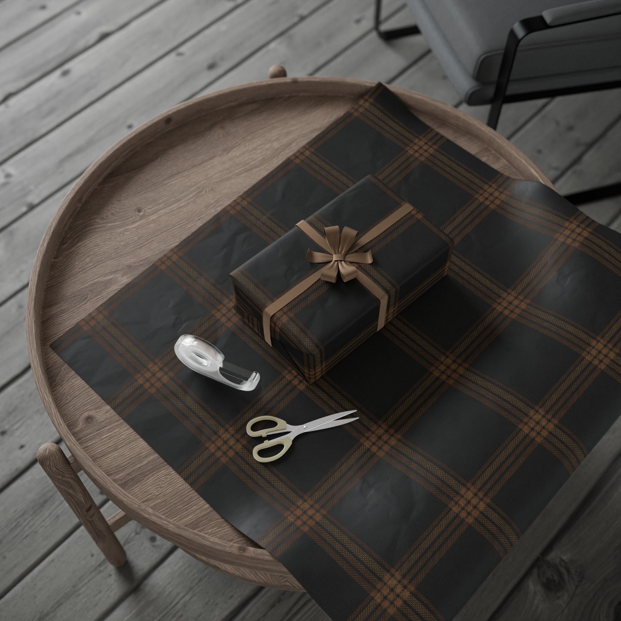 Brown Plaid Wrapping Paper | Black and Rust Plaid Gift Wrap