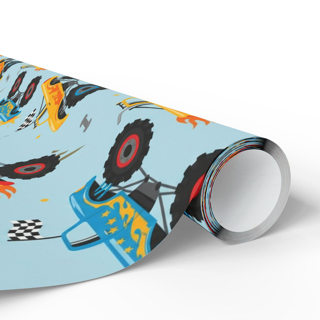 Birthday Wrapping Paper, Boys Monster Truck Gift Wrap, Kids Party Supplies, DIY Crafts, Present Packaging