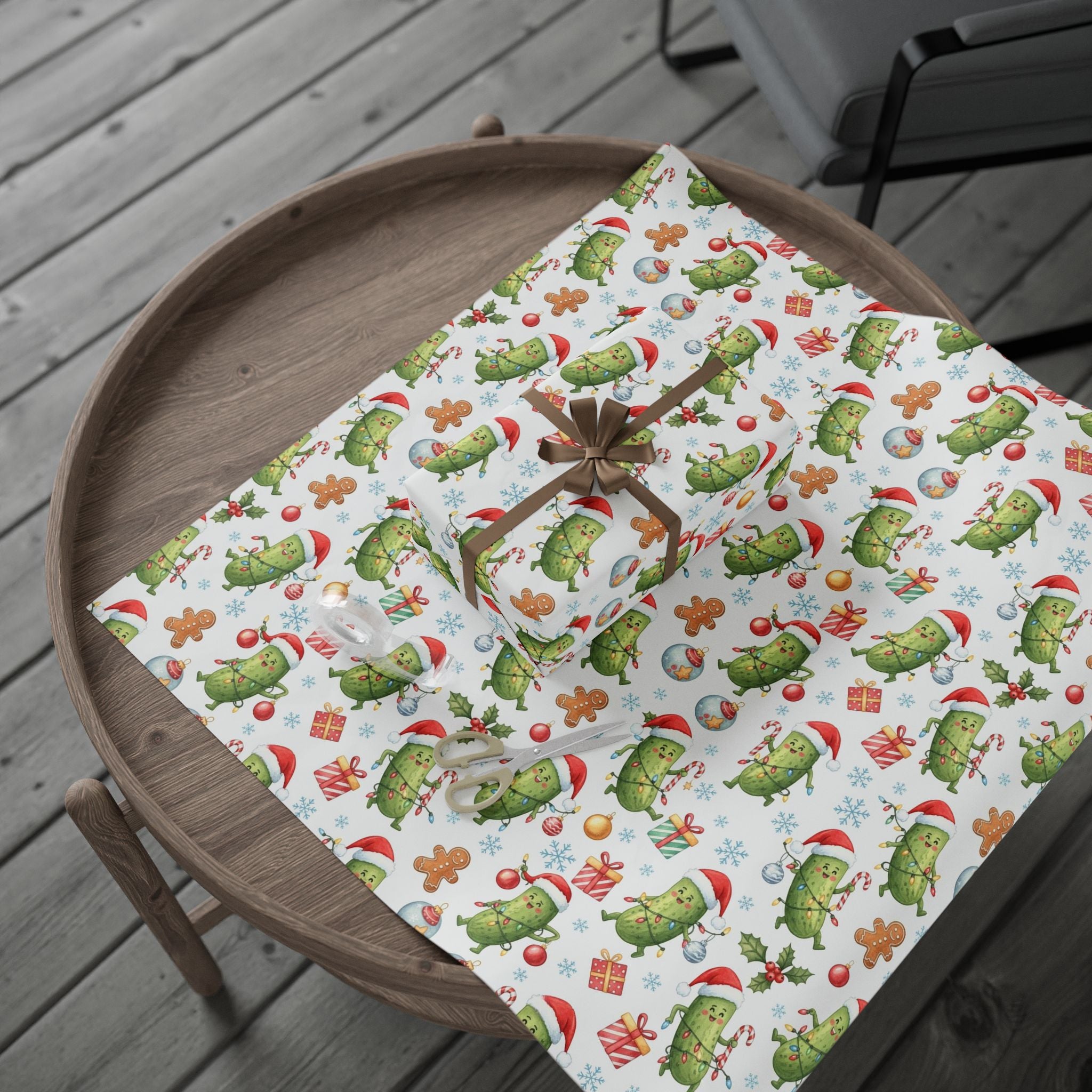Funny Pickle Christmas Wrapping Paper | Cute Holiday Gift Wrap | Festive Foodie Xmas Paper | Silly Gag Gift Wrap | Quirky Christmas Decor