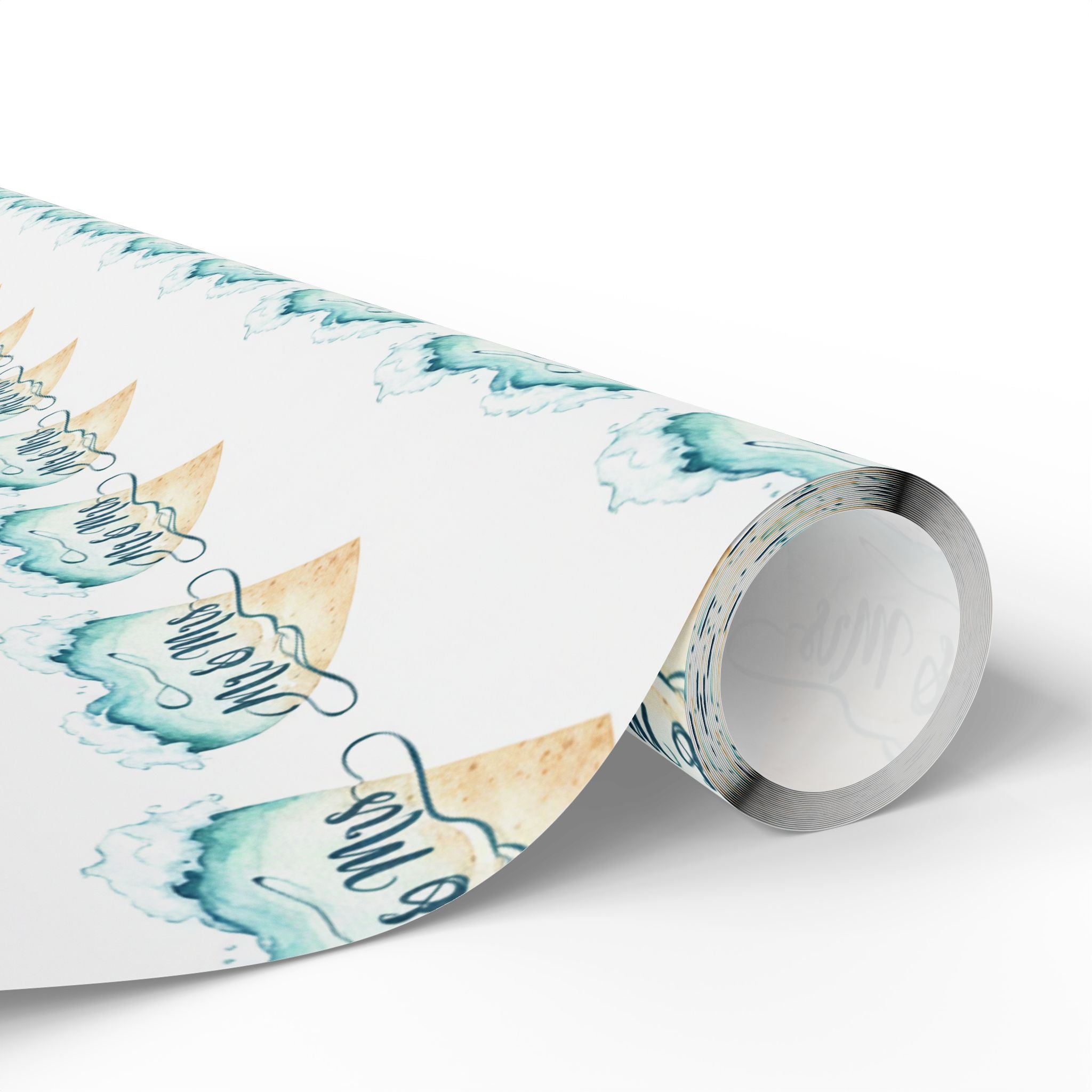 Sea Glass Wedding Wrapping Paper | Tropical Summer Pattern | Mr and Mrs