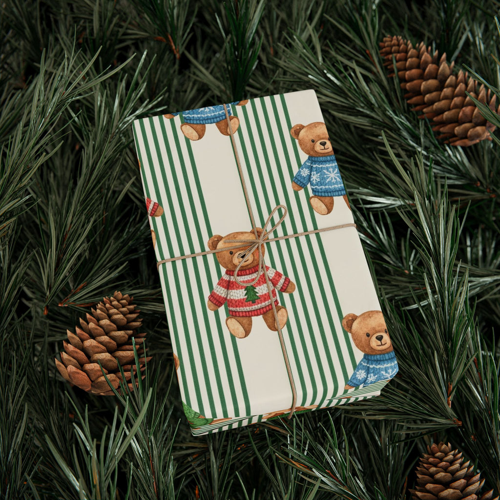 Teddy Bears Christmas Wrapping Paper – Cute Holiday Gift Wrap for Kids | GiftWrapz