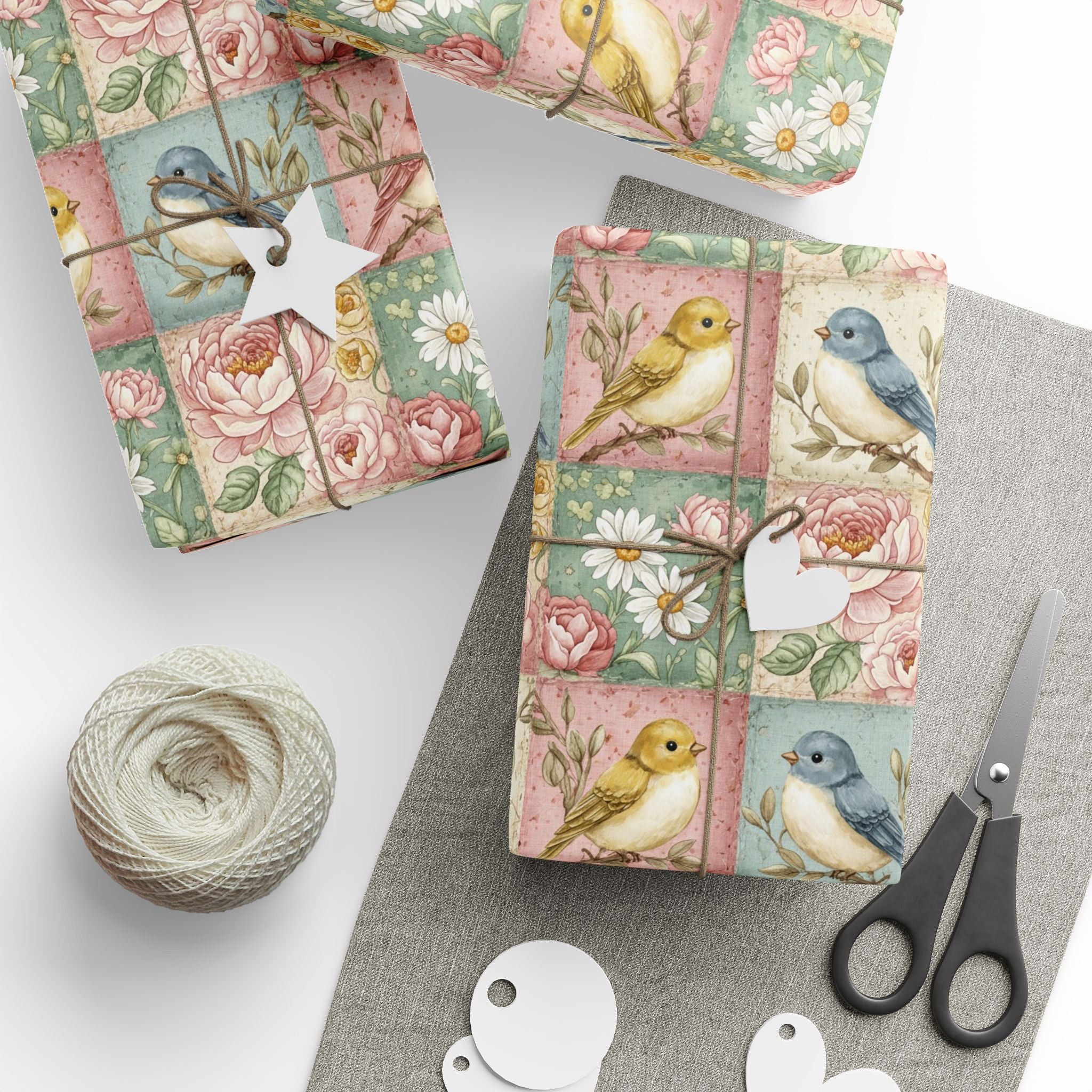 Vintage Floral Bluebird Wrapping Paper | Bird Pattern Gift Wrap Roll
