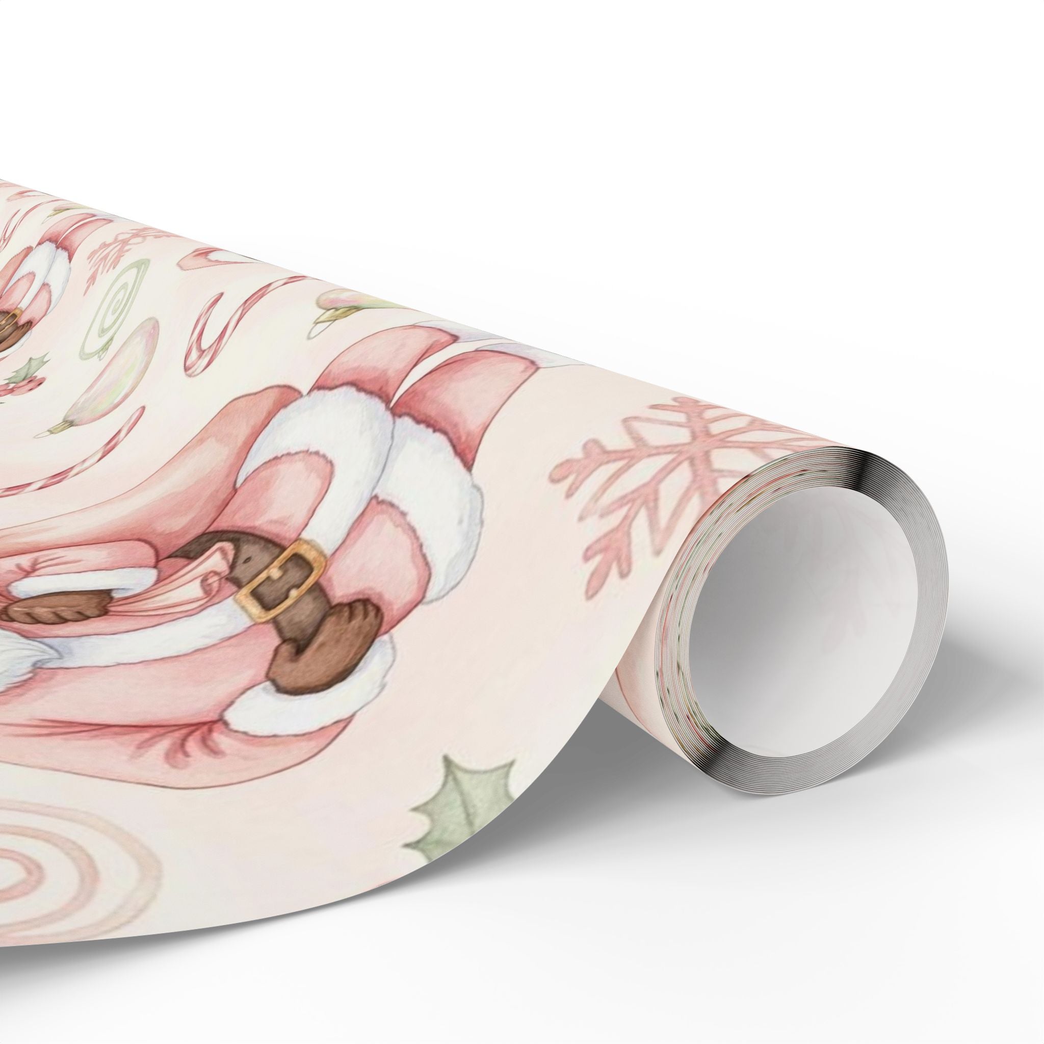 Pink Black Santa Wrapping Paper | African American Santa Gift Wrap | Girly Christmas Paper | Modern Holiday Decor | Festive Pastel Xmas Wrap