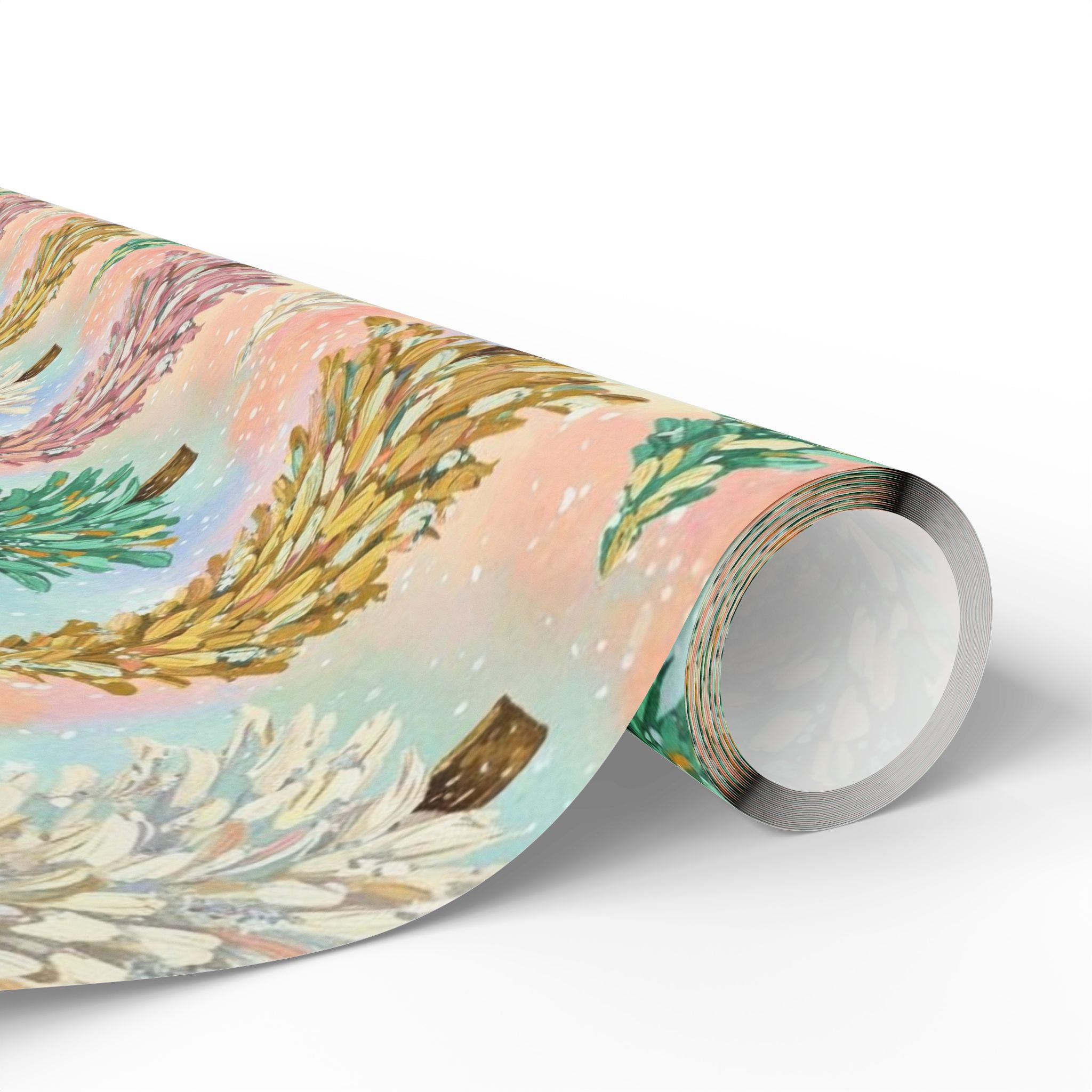 Pastel Watercolor Christmas Tree Wrapping Paper | Brush Stroke Gift Wrap | Modern Minimal Holiday Paper | Soft Aesthetic Xmas Decor