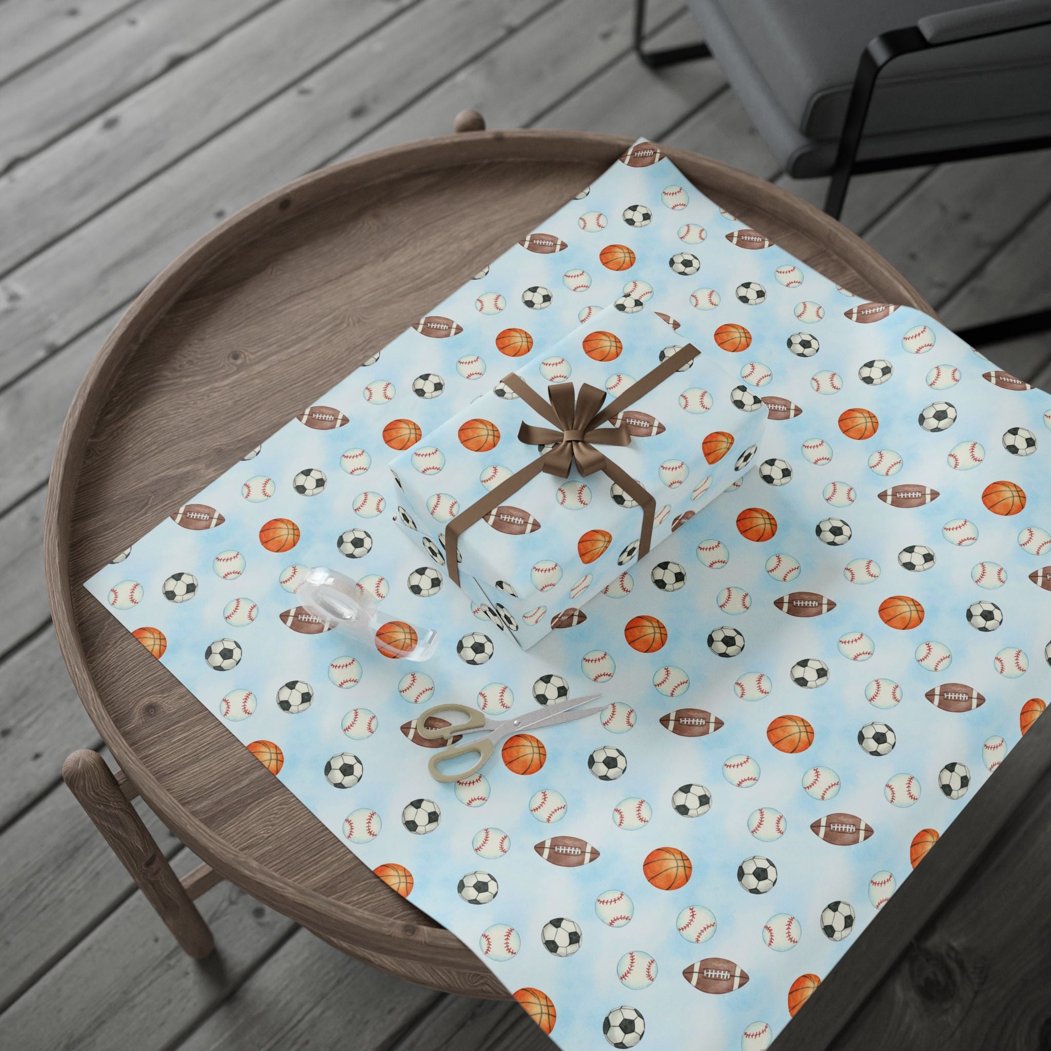 Sports Pattern Wrapping Paper — Balls Gift Wrap for Kids, Coaches & Team Celebrations