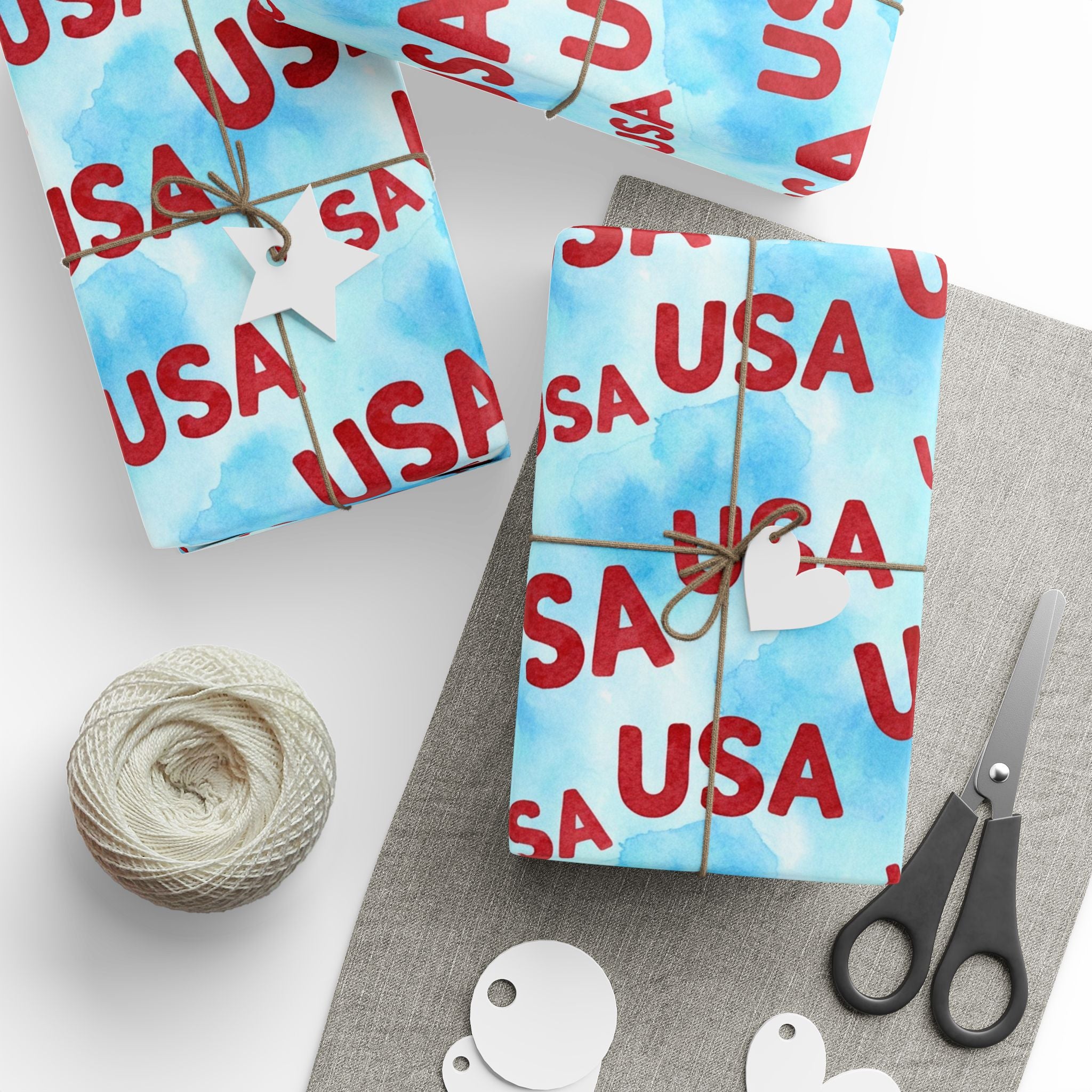 USA Pattern Wrapping Paper | Patriotic Red Blue Gift Wrap