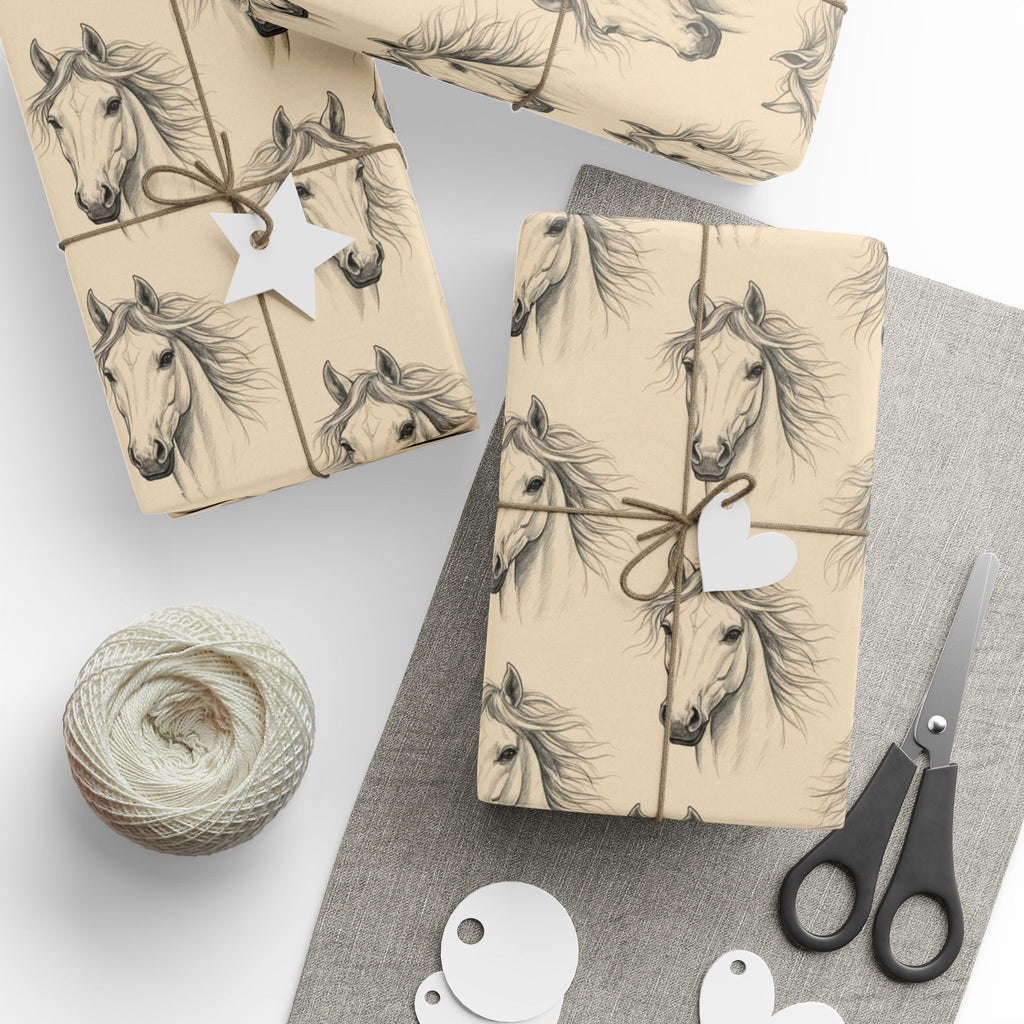 Hand-Drawn Horse Head Wrapping Paper | Animal Pattern Gift Wrap