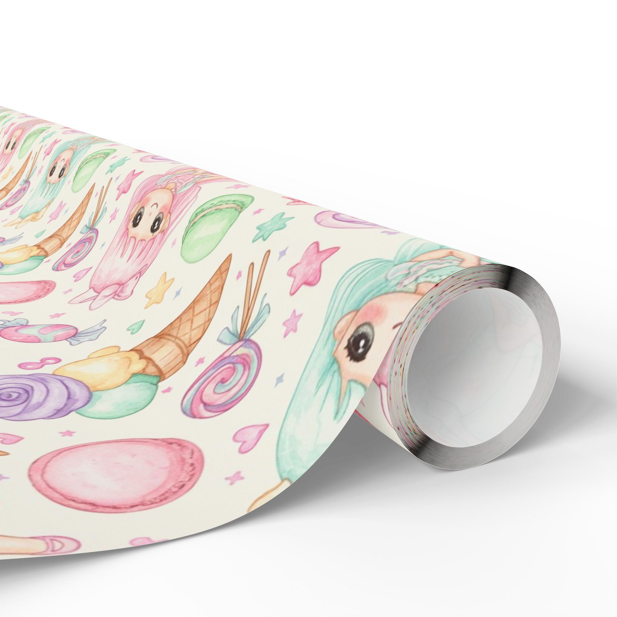 Gift Wrapping Paper, Pastel Candyland Dolls Birthday Present Wrap, Kids Party Supplies, Baby Shower Decoration, Crafting Paper Sheets,