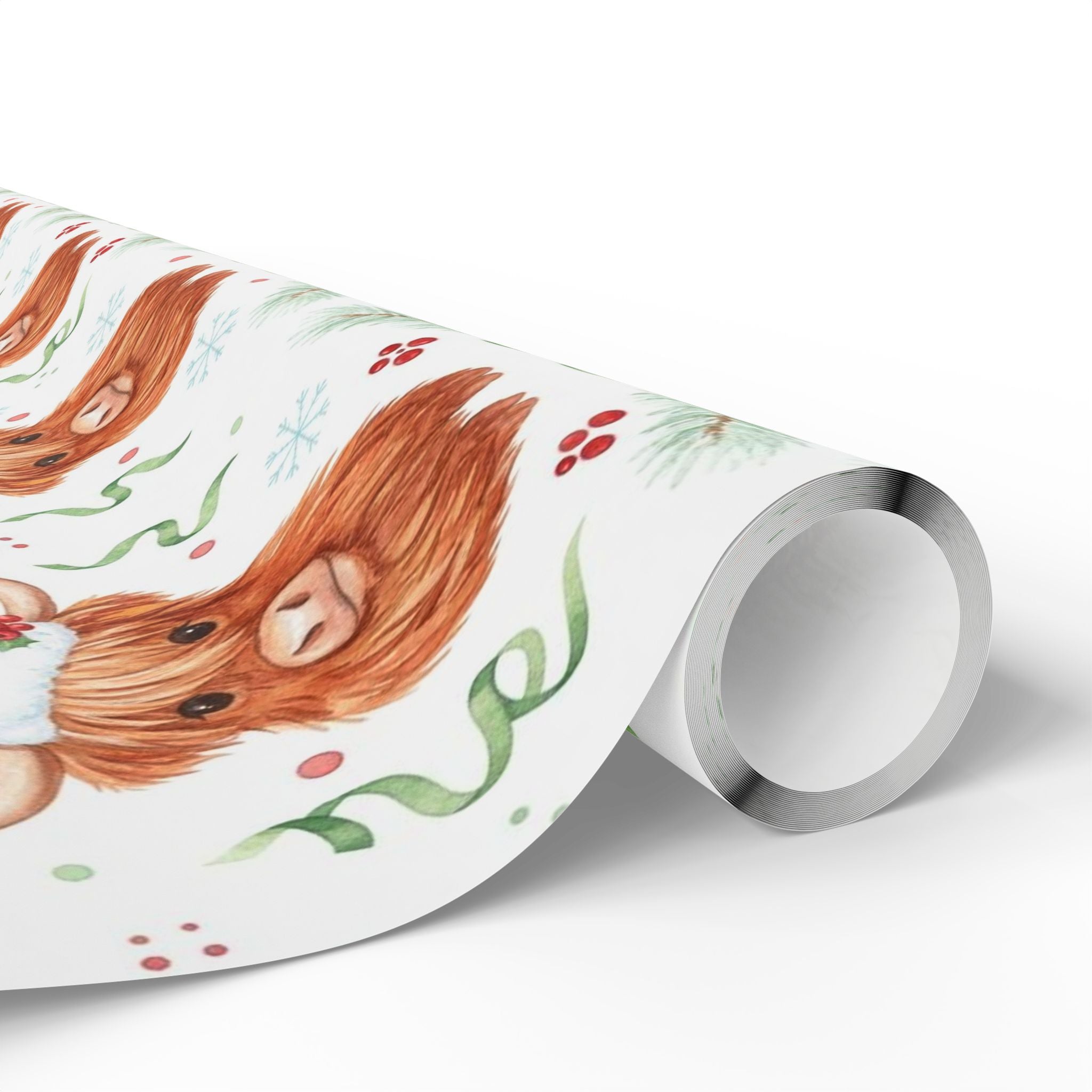 Cute Highland Cow Christmas Wrapping Paper | Farmhouse Holiday Gift Wrap | Country Xmas Decor | Rustic Cow Print | Festive Winter Wrap