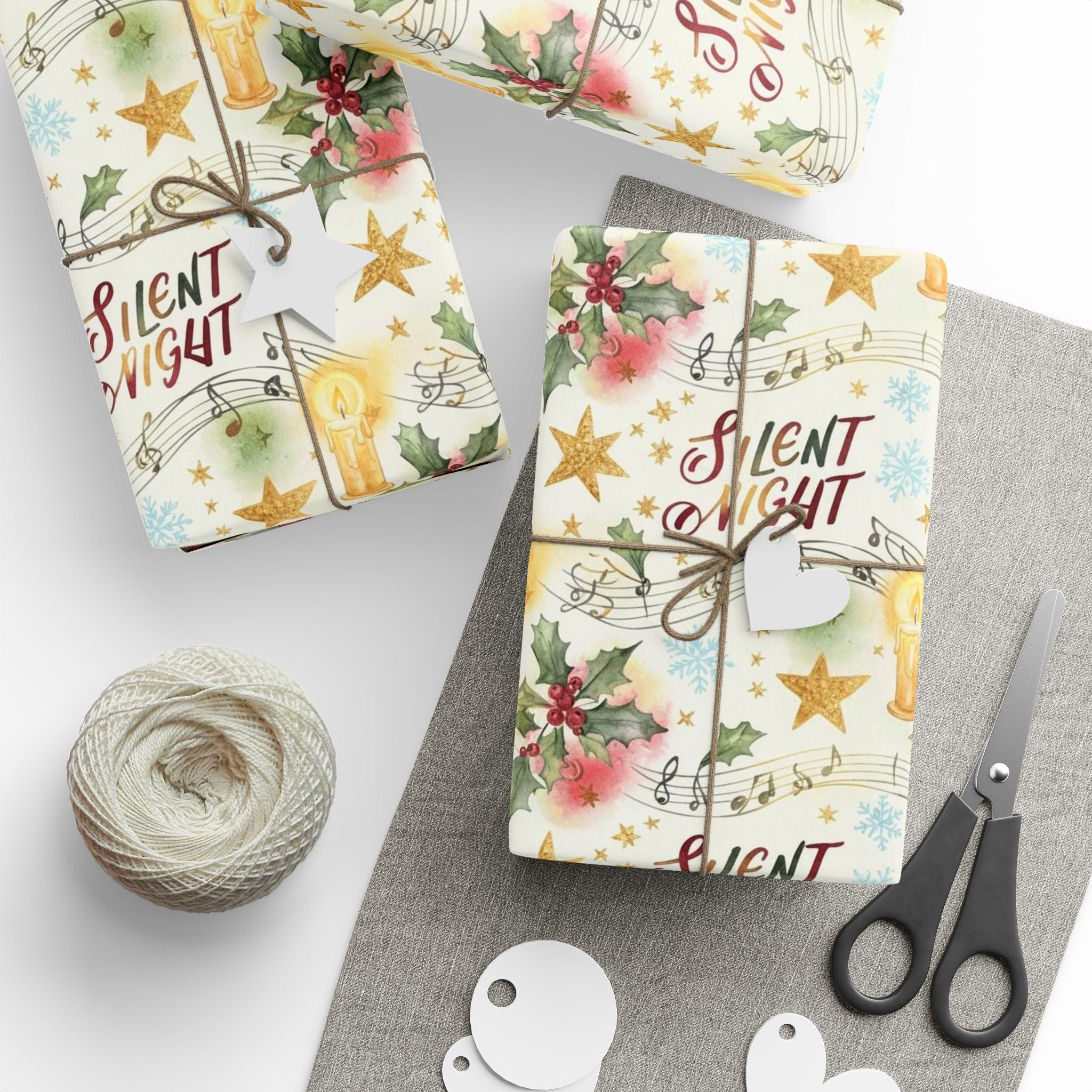 Vintage Silent Night Wrapping Paper | Music Notes Christmas Gift Wrap | Elegant Holiday Paper | Classic Hymn Design | Nostalgic Xmas Decor