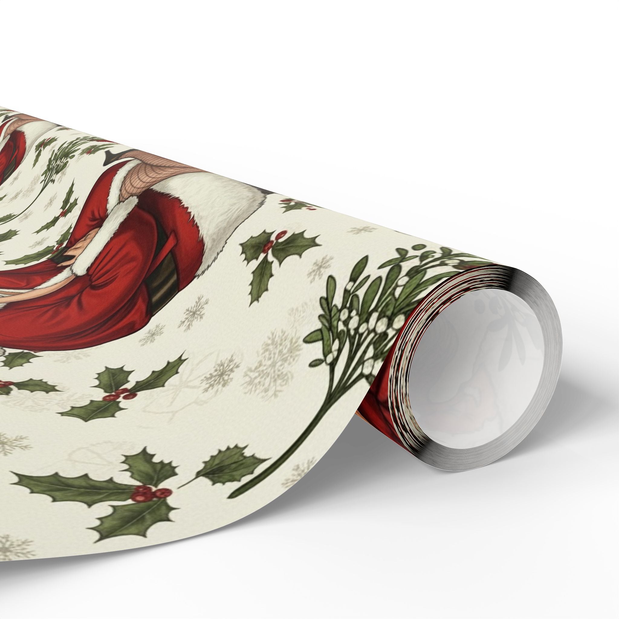 Kissing Santa & Mrs. Claus Under the Tree — Christmas Wrapping Paper