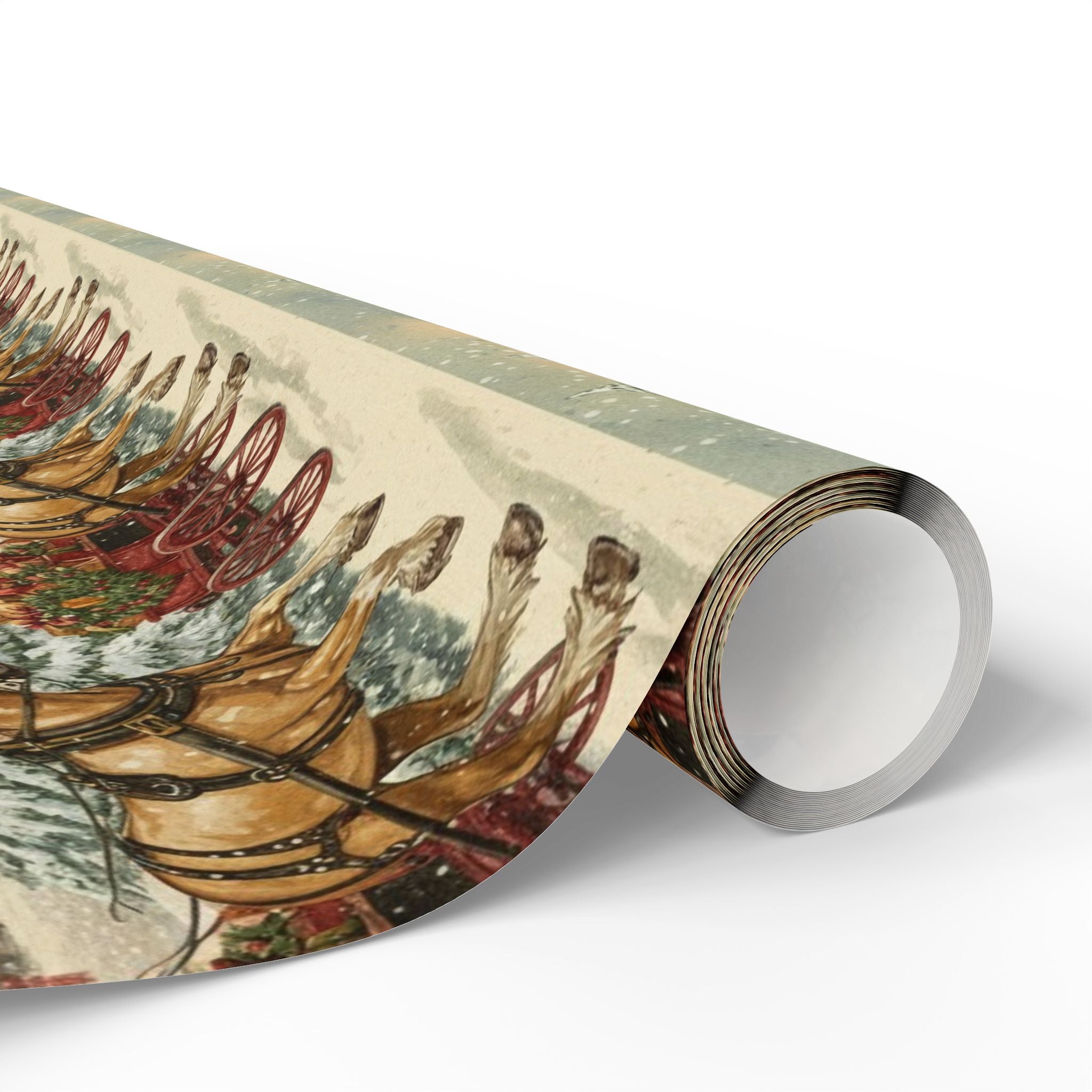 Vintage Clydesdale Horses Christmas Wrapping Paper | Winter Farm Scene Gift Wrap | Rustic Holiday Horse Wagon