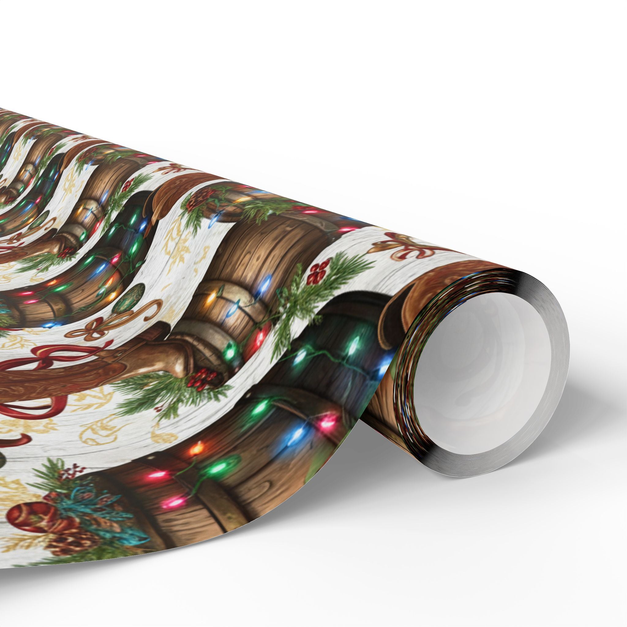 Cowboy Boots Christmas Wrapping Papers, Country Western Holiday Gift Wrap, Rustic Party Supplies, Unique Festive Packaging, Colorful Lights