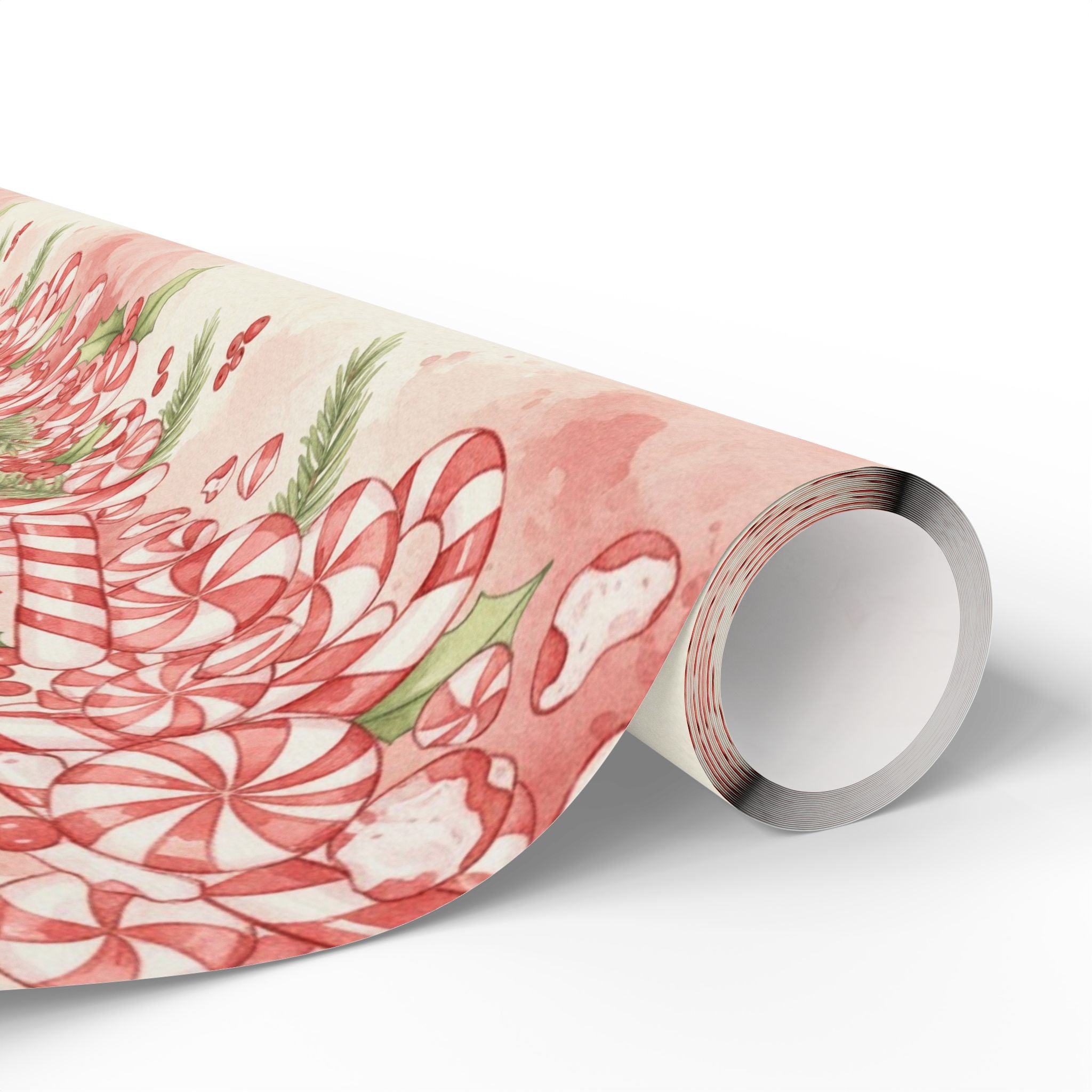 Candy Cane Wreath Wrapping Paper | Holiday Gift Wrap