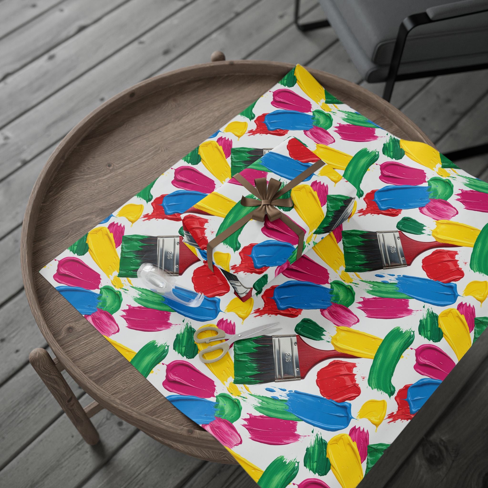 Colorful Paint Brushstroke Wrapping Paper | Abstract Art Gift Wrap