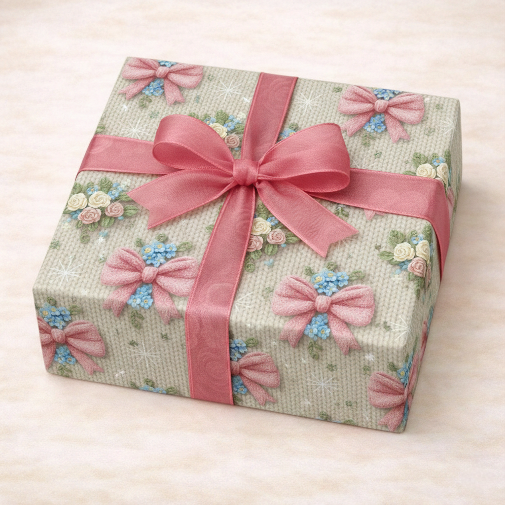 Knit Floral Bow